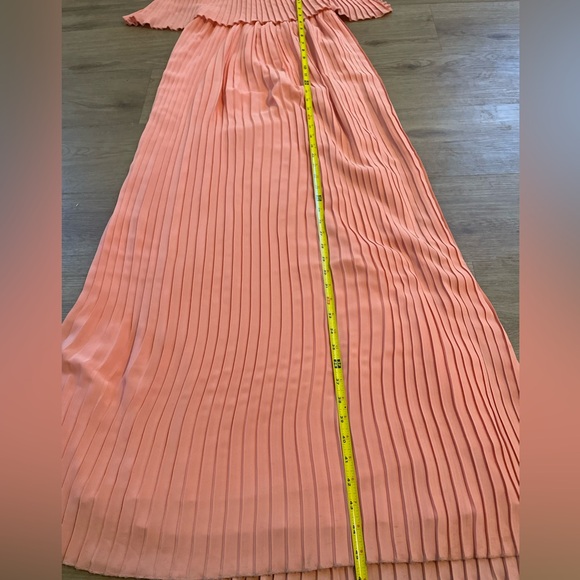 Lovers + Friends Long Orange Pleated California Girl Dress in Coral - Picture 8 of 12